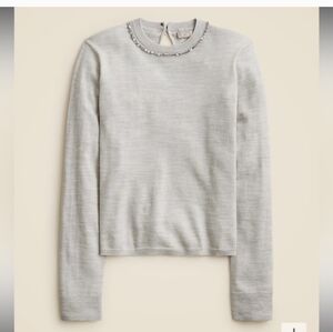 J.‎ Crew Carolyn embellished crewneck grey sweater merino wool XXS NWT CE699